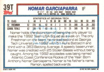 1992 Topps Traded #39T Nomar Garciaparra Rookie Card Back
