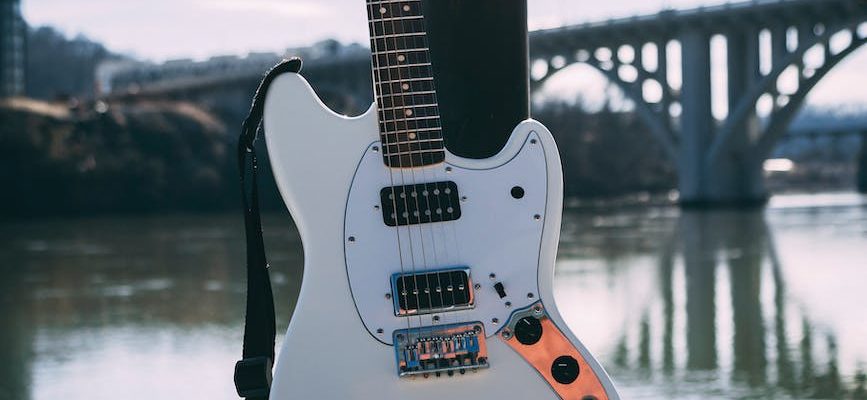 photo of guitar near river